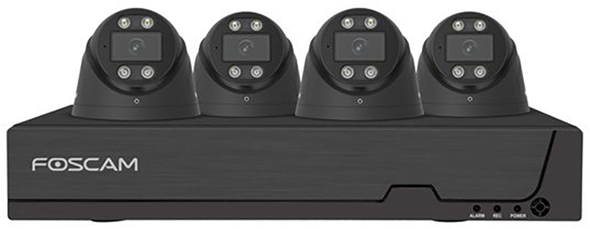 Foscam fn9108e-t4-2t kit security camera set - 4 cameras - poe - 2TB memory - night vision 20m - 5mp - black