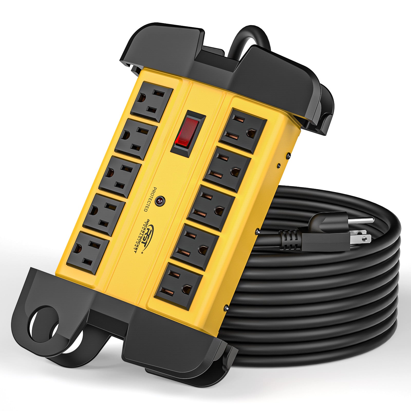 10-Outlet Metal Heavy Duty Surge Protector Power Strip, 2800 Joules Protection